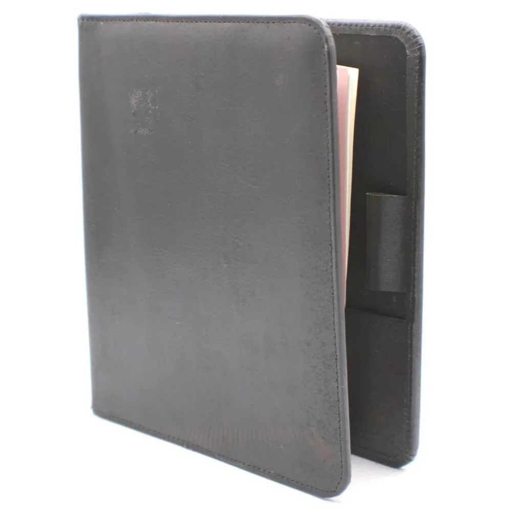 Franklin Quest Black Leather 7-Ring Day Planner Binder Organizer Office Vintage
